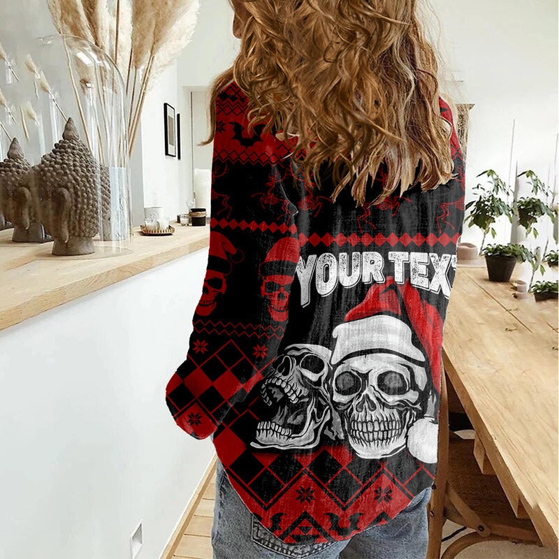 Custom Christmas Gothic Skull Creepmas Women Casual Shirt