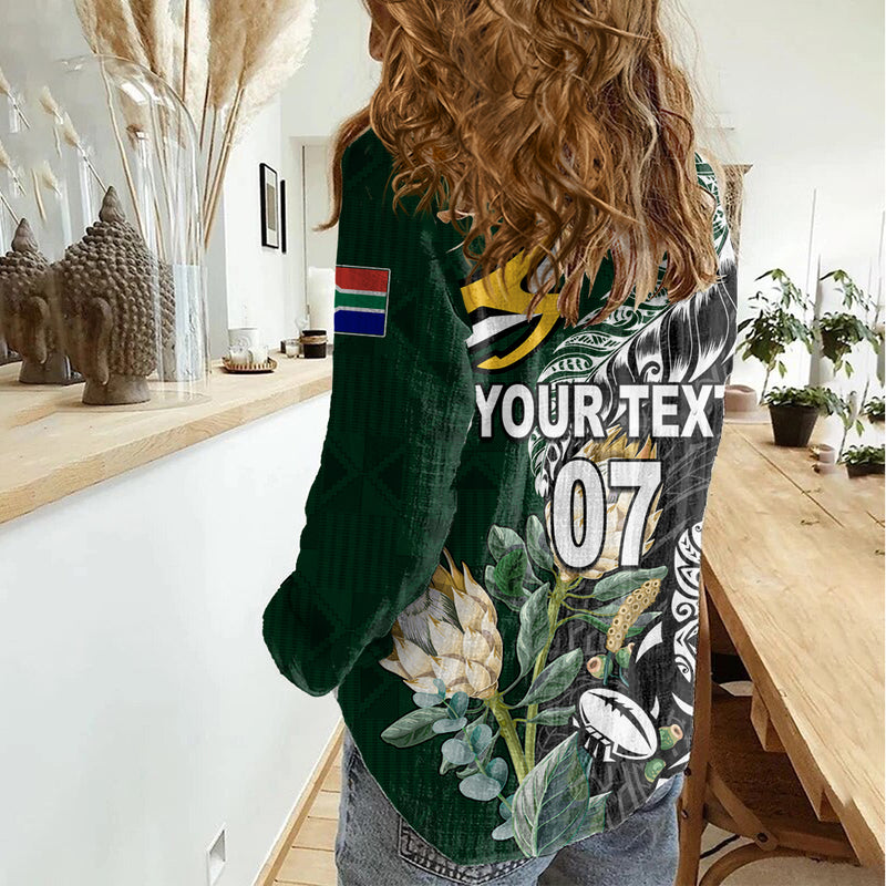 Custom South Africa Mix New Zealand Rugby 2023 World Cup Greatest Rivalry Women Casual Shirt