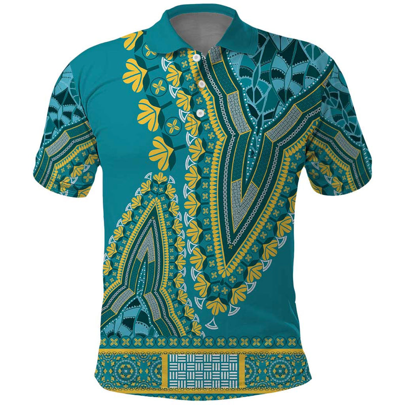 African Dashiki Luxury Teal Polo Shirt