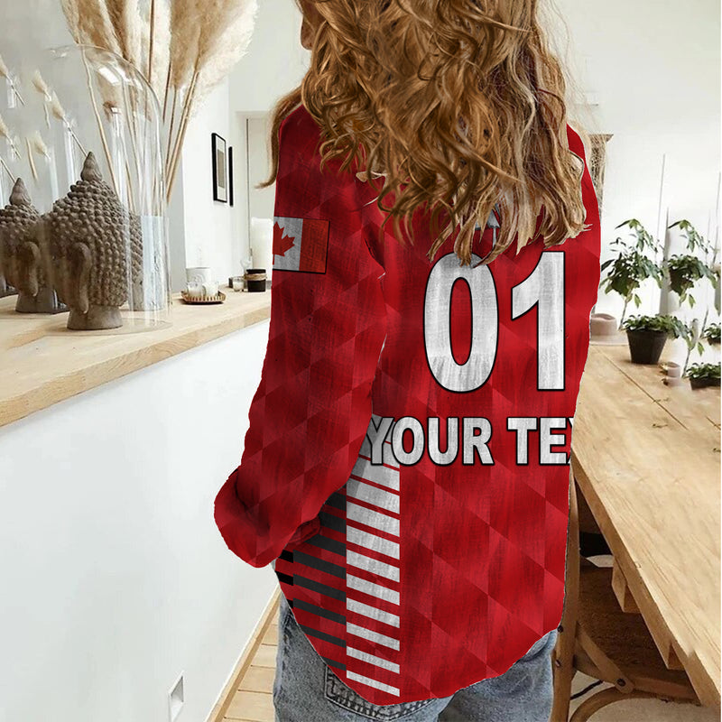 (Custom Personalised) Canada Cricket Maple Leaf Unique Style - Red Women Casual Shirt