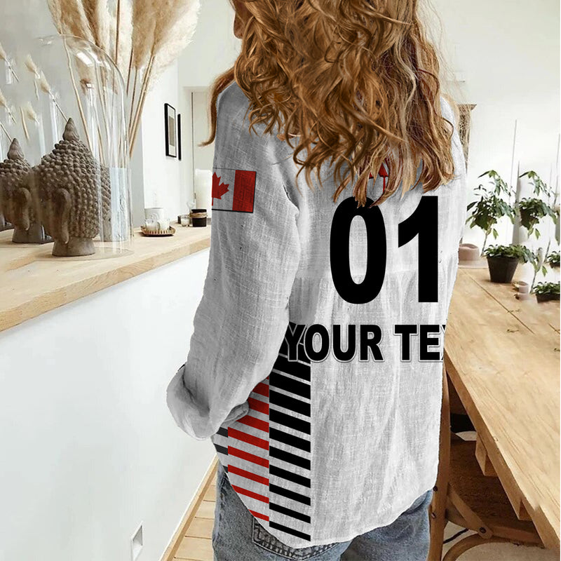 (Custom Personalised) Canada Cricket Maple Leaf Unique Style - White Women Casual Shirt
