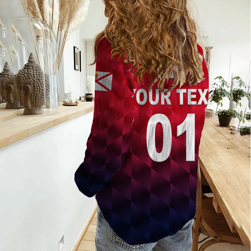 (Custom Personalised) The Bailiwick of Jersey Cricket Unique Style - Red NO.1 Women Casual Shirt
