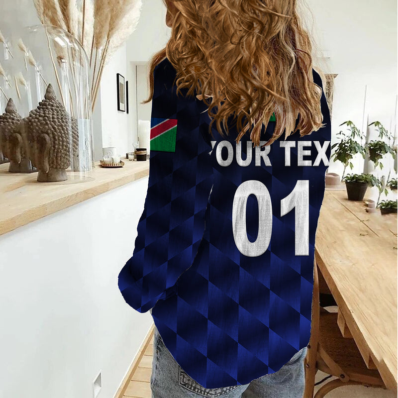 (Custom Personalised) Namibia Cricket Unique Style - Navy Women Casual Shirt