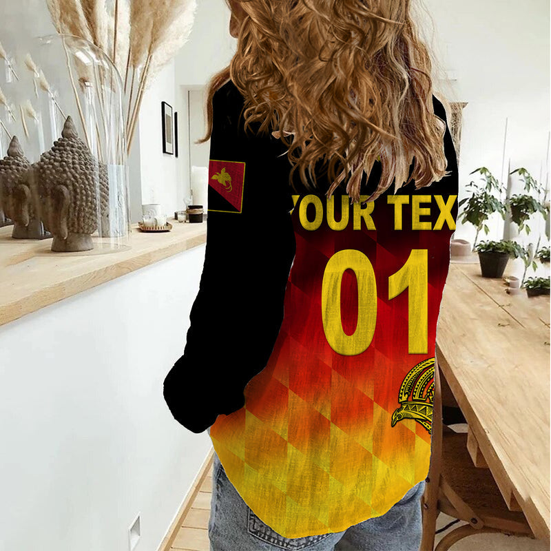 (Custom Personalised) Papua New Guinea Barramundis Cricket Birds Of Paradise Paradisaea Raggiana Original - Gradient Flag Vibes Women Casual Shirt