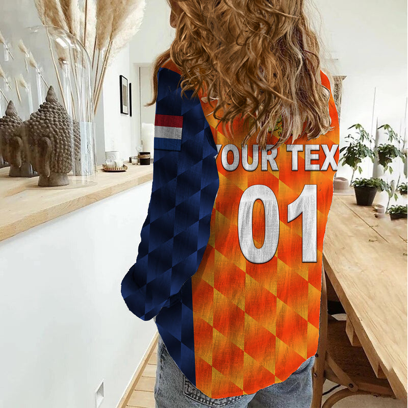 (Custom Personalised) Netherlands Cricket Dutch Lion Unique Orange Women Casual Shirt