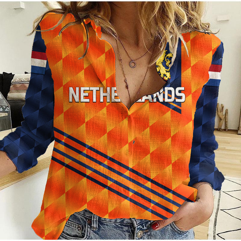 (Custom Personalised) Netherlands Cricket Dutch Lion Special Orange Women Casual Shirt