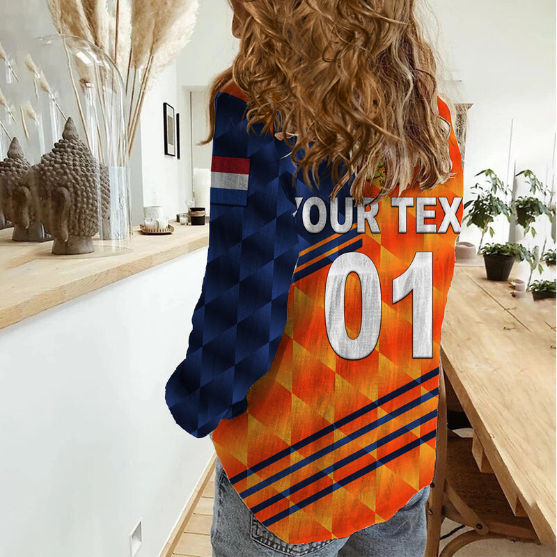(Custom Personalised) Netherlands Cricket Dutch Lion Special Orange Women Casual Shirt