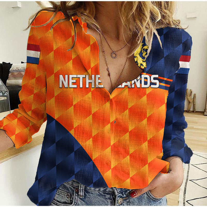 (Custom Personalised) Netherlands Cricket Dutch Lion Pride Version Orange Women Casual Shirt