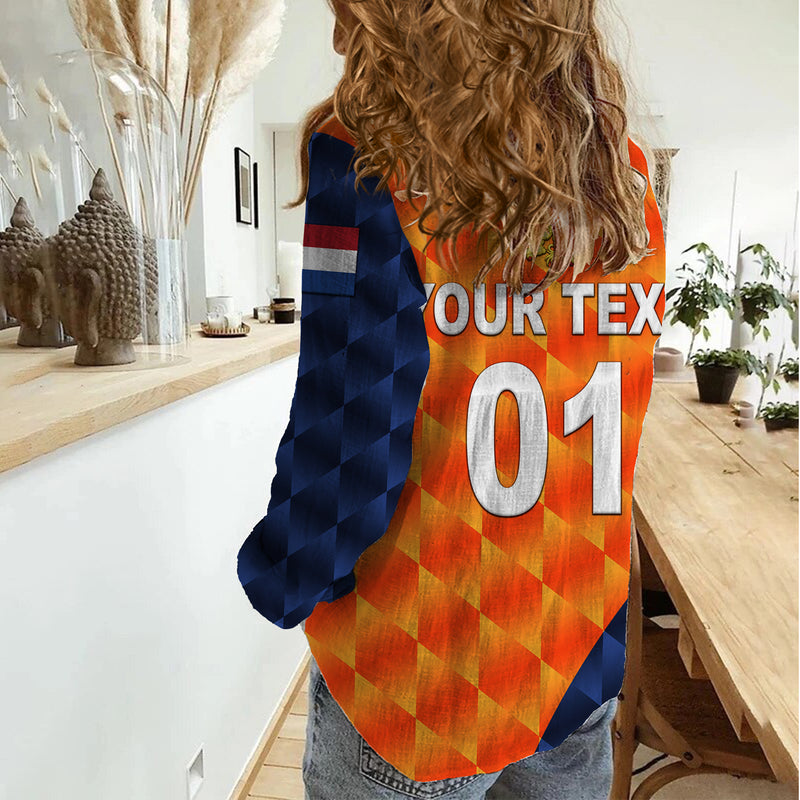 (Custom Personalised) Netherlands Cricket Dutch Lion Pride Version Orange Women Casual Shirt