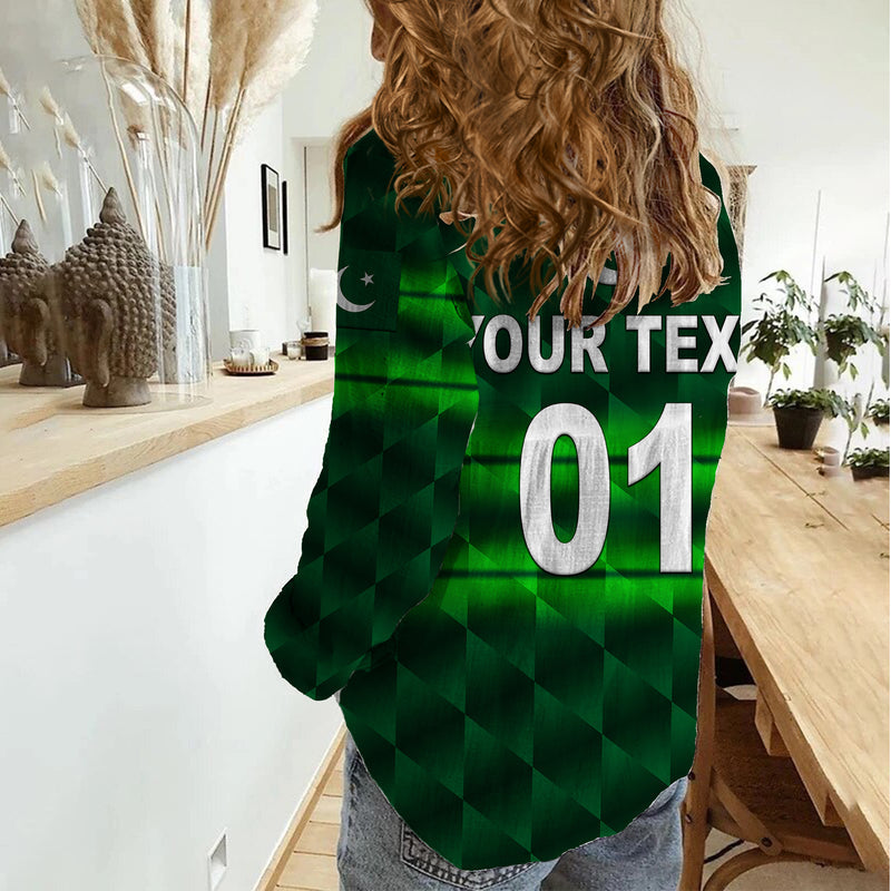 (Custom Personalised) Pakistan Cricket Pak Shaheens Unique - Dark Green Women Casual Shirt
