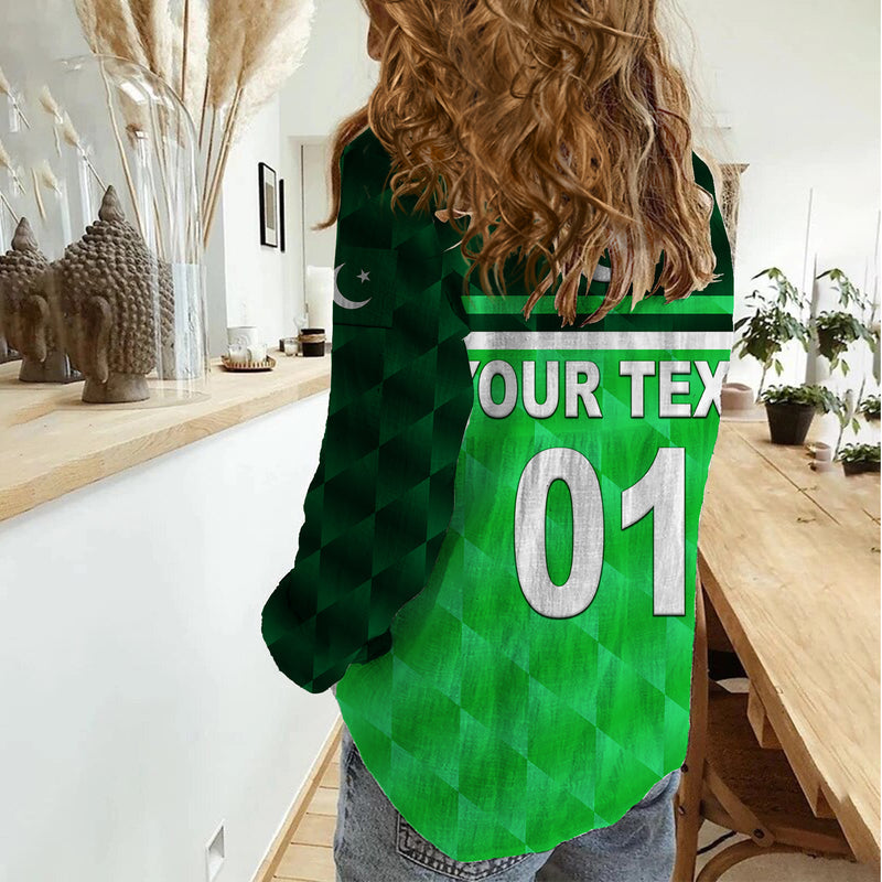 (Custom Personalised) Pakistan Cricket Pak Shaheens Unique - Green Women Casual Shirt