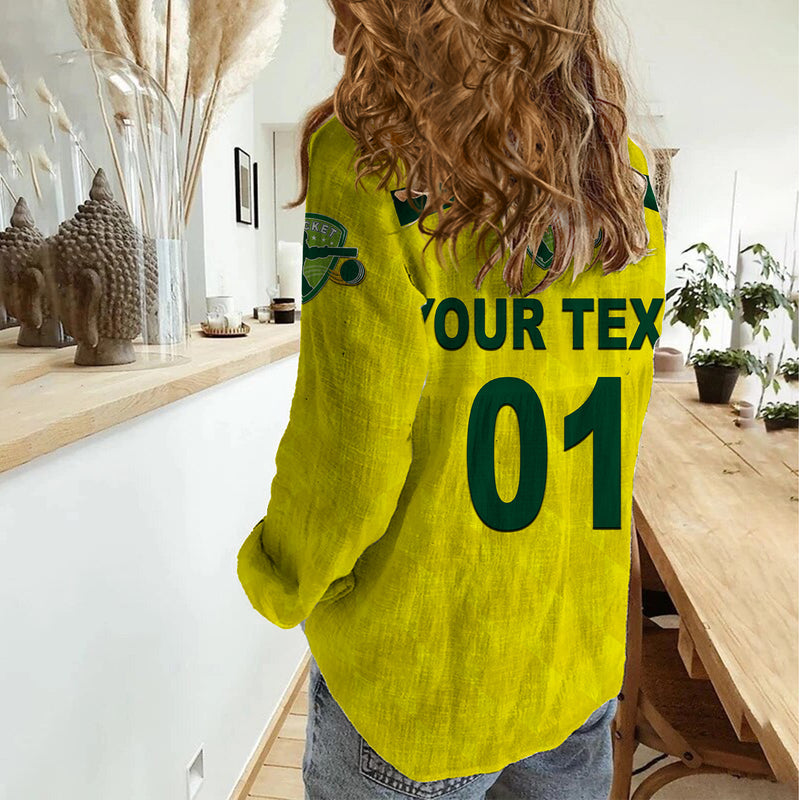 (Custom Personalised) Australia Cricket Aussie Unique - Yellow Women Casual Shirt