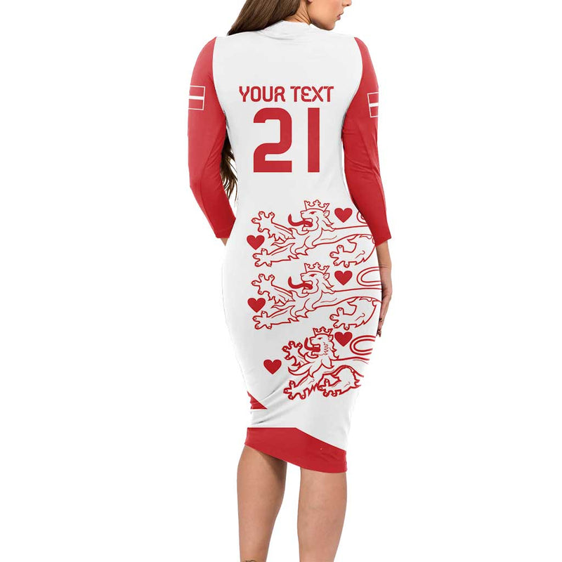 Custom Denmark Football Come On Danish Dynamite Long Sleeve Bodycon Dress