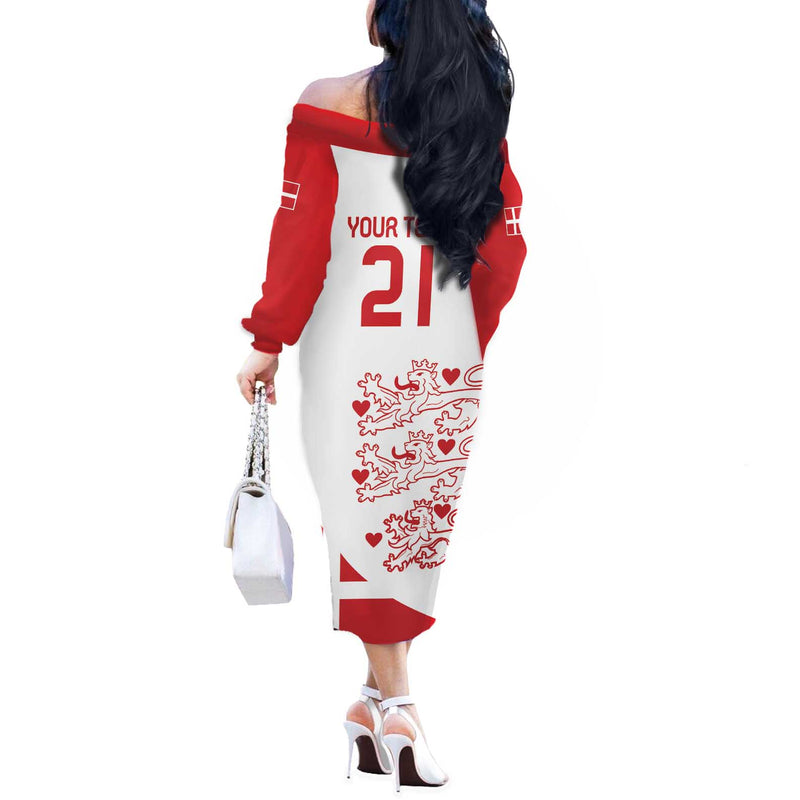 Custom Denmark Football Come On Danish Dynamite Off The Shoulder Long Sleeve Dress