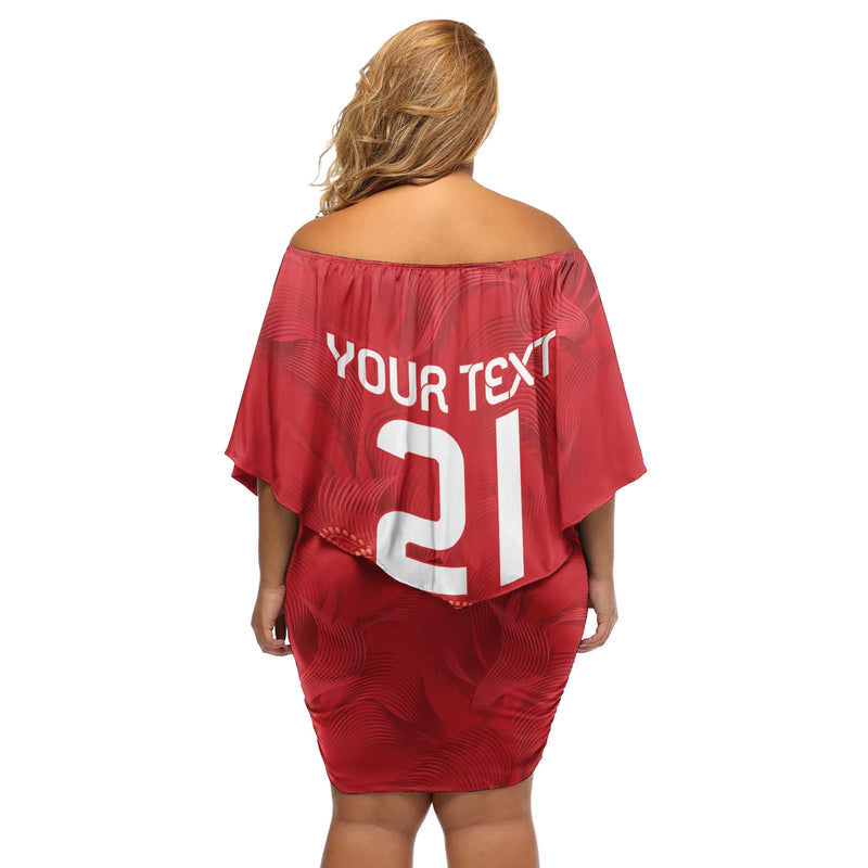 Custom Denmark Football With Coat Of Arm Off Shoulder Short Dress