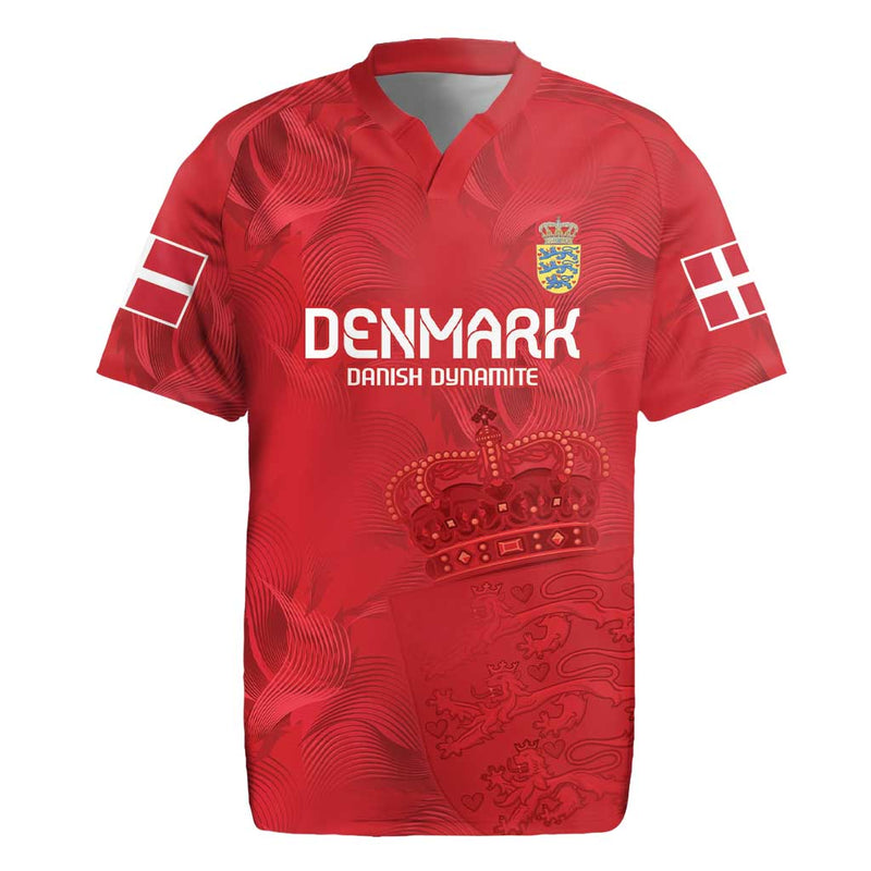 Custom Denmark Football With Coat Of Arm Rugby Jersey