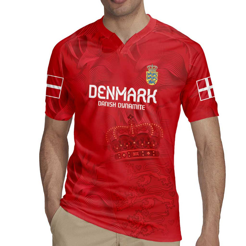 Custom Denmark Football With Coat Of Arm Rugby Jersey