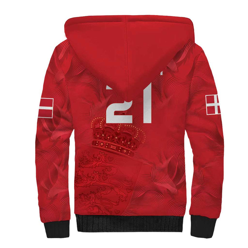 Custom Denmark Football With Coat of Arm Sherpa Hoodie
