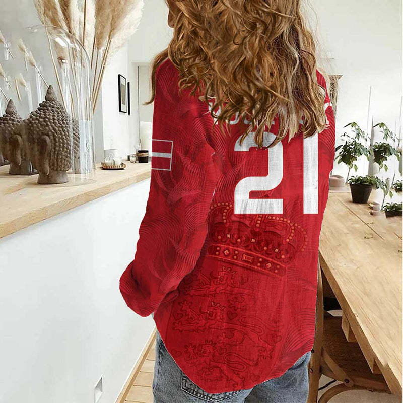 Custom Denmark Football With Coat of Arm Women Casual Shirt