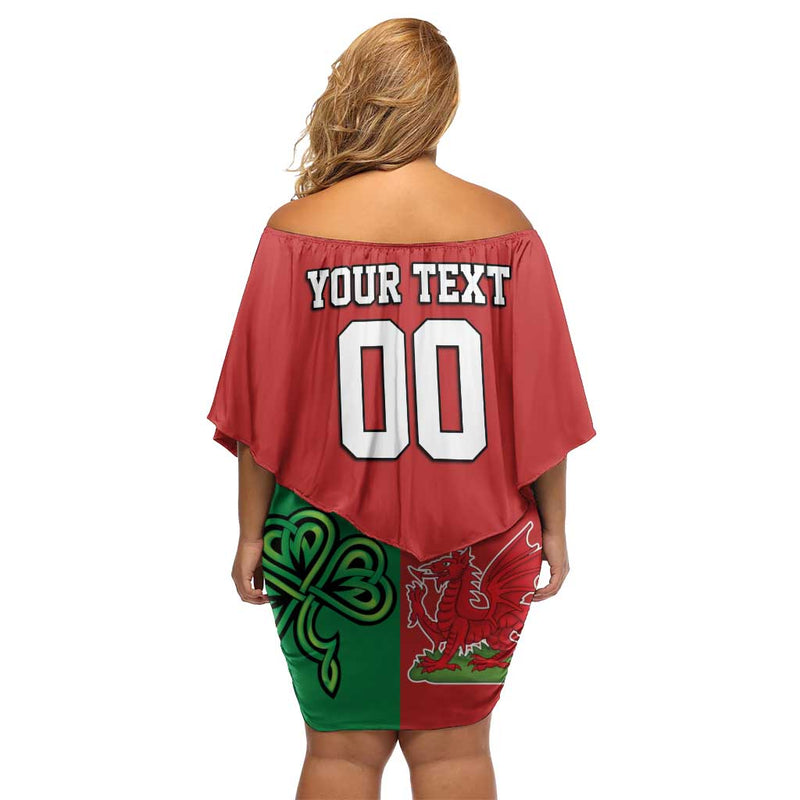 Custom British Lions Combination Of England Irish Scottish Welsh Off Shoulder Short Dress