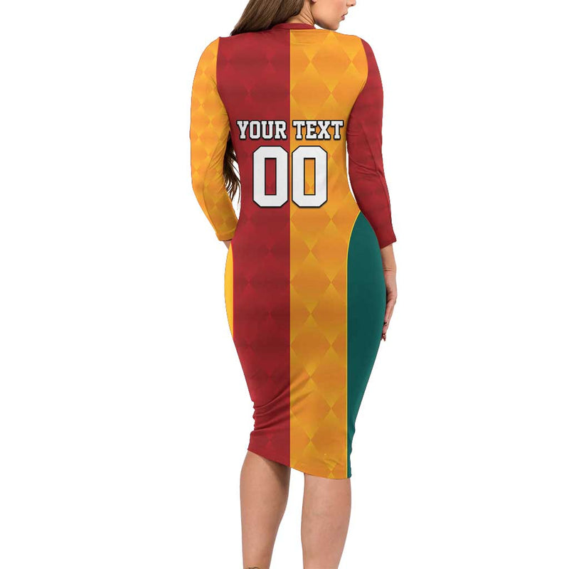 Custom British Lions Australia Wallabies Sporty Style Long Sleeve Bodycon Dress