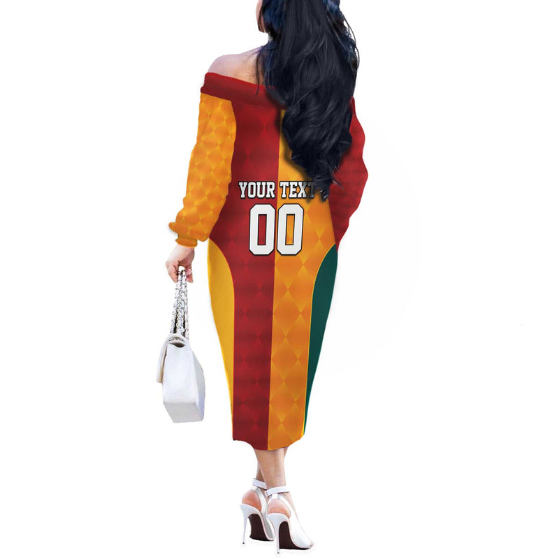 Custom British Lions Australia Wallabies Sporty Style Off The Shoulder Long Sleeve Dress