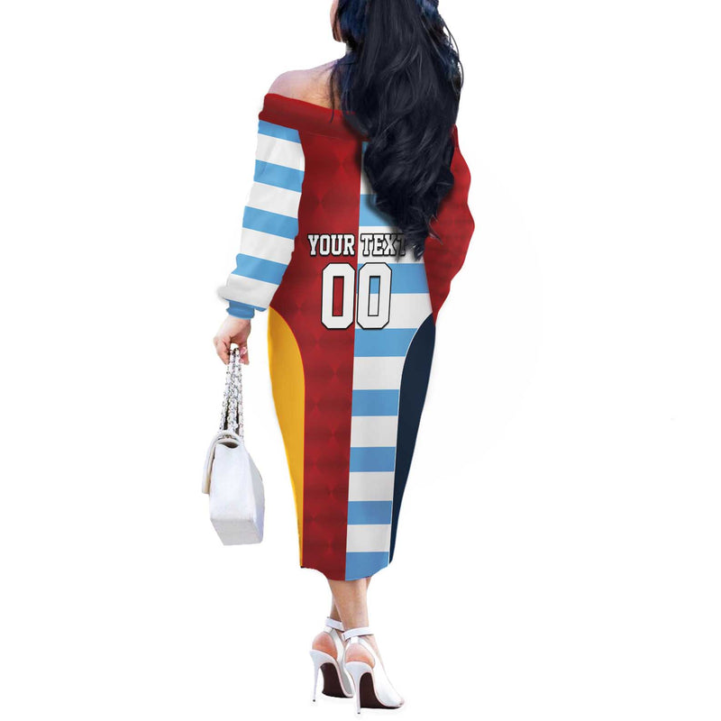 Custom British Lions-argentina Sporty Style Off The Shoulder Long Sleeve Dress
