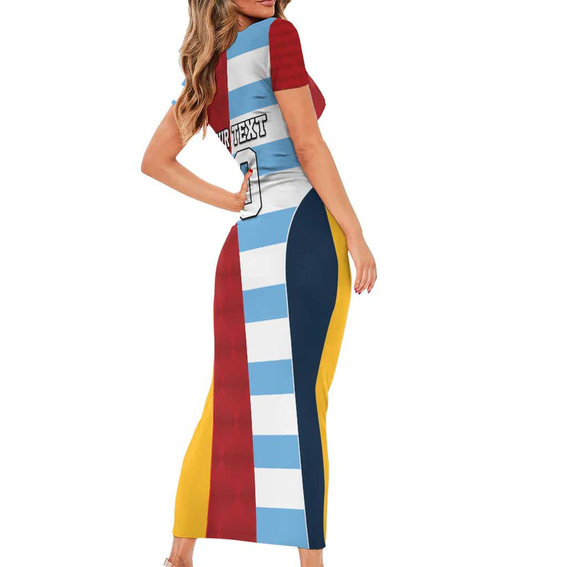 Custom British Lions-argentina Sporty Style Short Sleeve Bodycon Dress