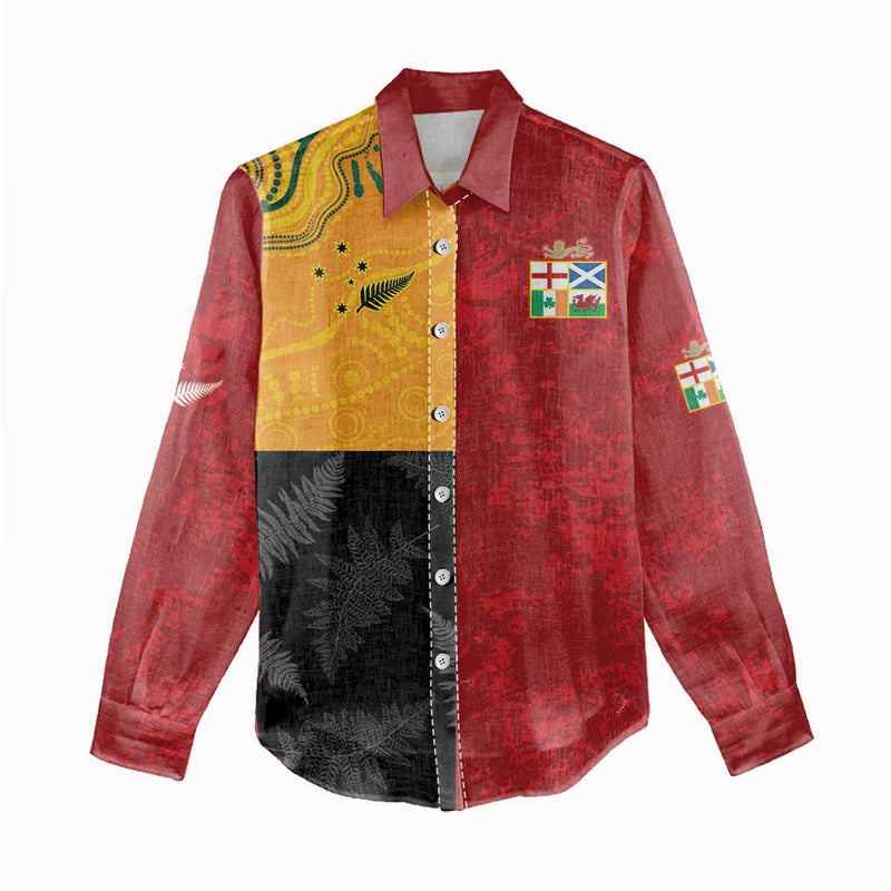 Custom British Lions-AUNZ Australia-New Zealand Indigenous Motif Women Casual Shirt