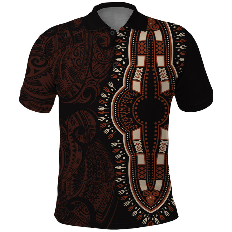 Africa Dashiki African Tribal Art Mixed Polynesian Tattoo Red Color Unique Polo Shirt
