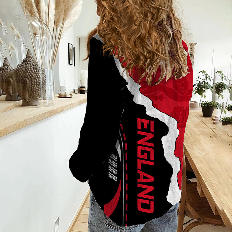 England The Three Lions Football Go Champions Red Women Casual Shirt