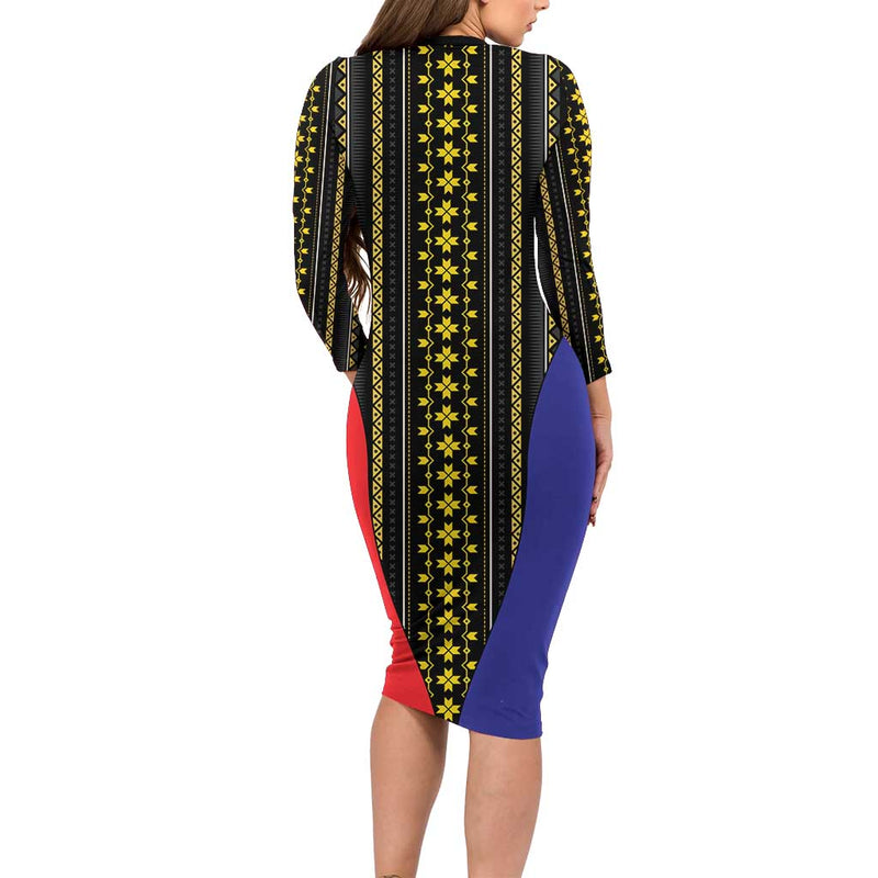 Afro Pinoy Blackapino Half Black Filipino Long Sleeve Bodycon Dress