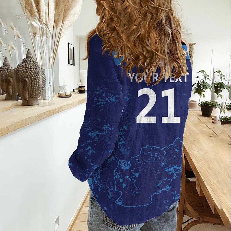 Afghan Atalans Cricket Custom Afghanistan Map with Sporty Style Women Casual Shirt