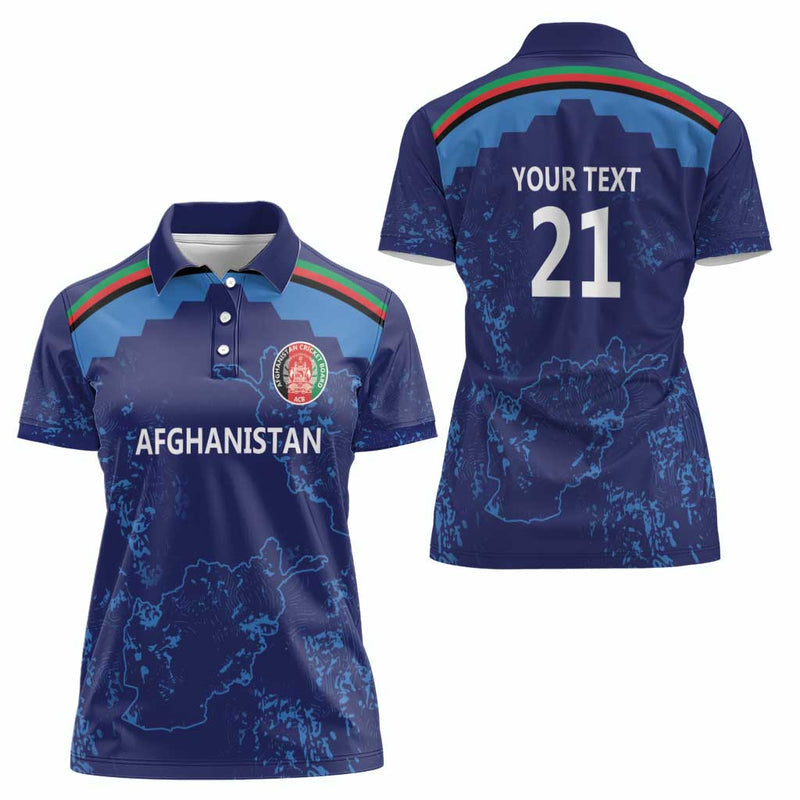 Afghan Atalans Cricket Custom Afghanistan Map with Sporty Style Women Polo Shirt