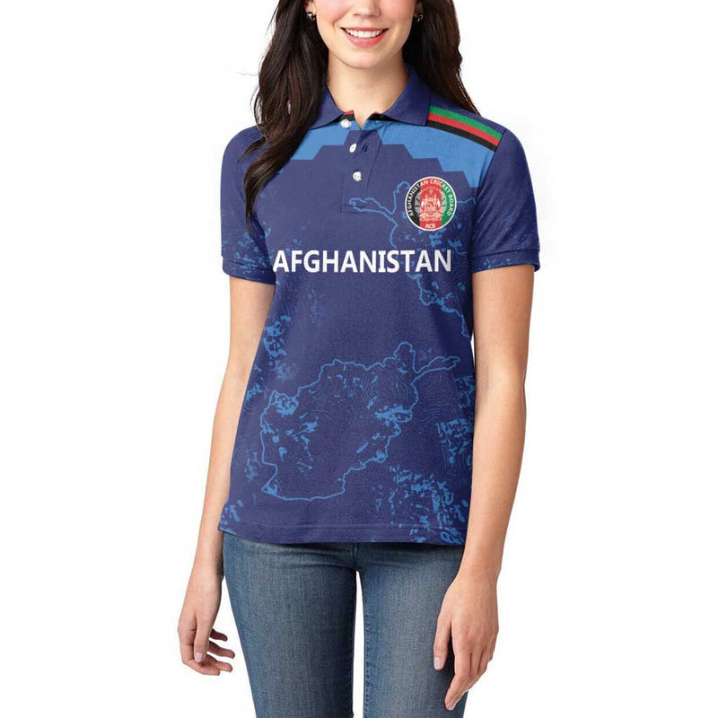 Afghan Atalans Cricket Custom Afghanistan Map with Sporty Style Women Polo Shirt