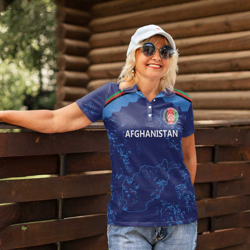 Afghan Atalans Cricket Custom Afghanistan Map with Sporty Style Women Polo Shirt