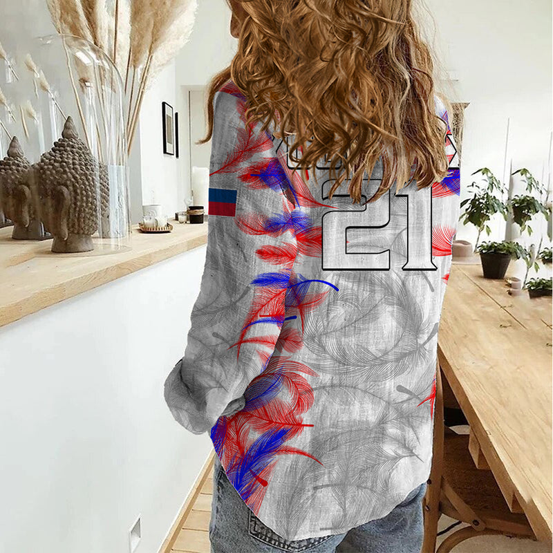 (Custom Text And Number) 2023 Philippines Anzkals Football Pilipinas Be Unique Women Casual Shirt