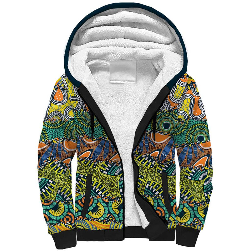 Africa Tribal Mixed Pattern Sherpa Hoodie