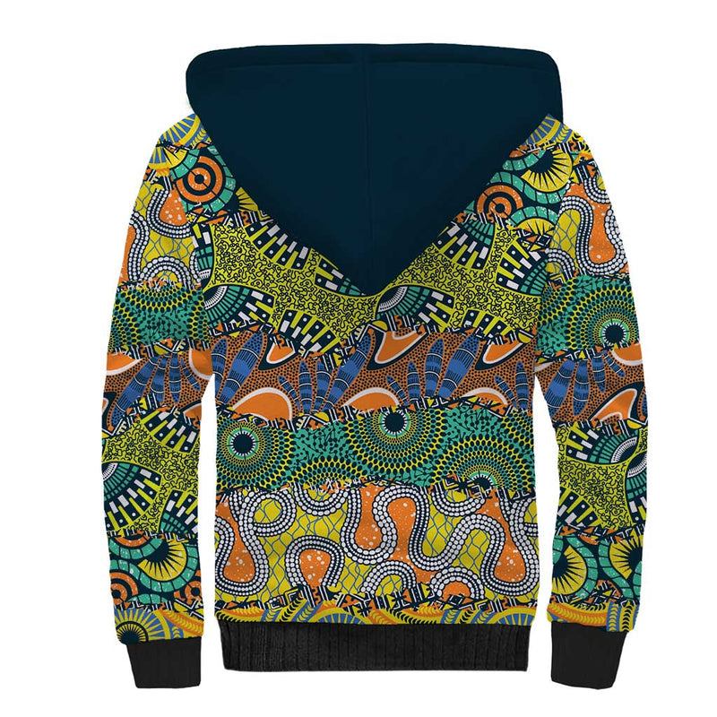 Africa Tribal Mixed Pattern Sherpa Hoodie