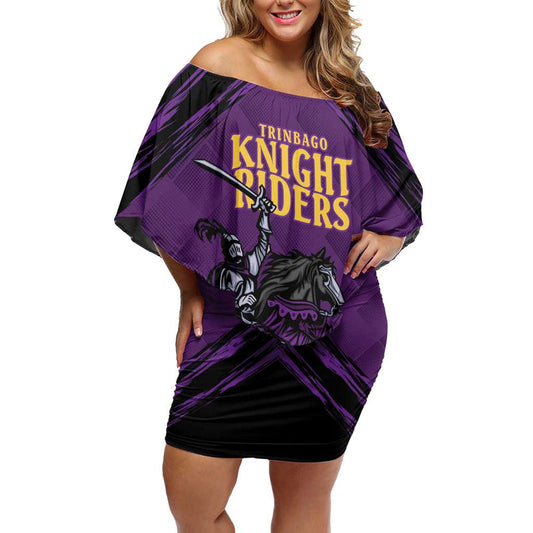 Custom Caribbean Cricket Trinidad And Tobago Cricket Tkr Champions 2025 Purple Edition Off Shoulder Short Dress
