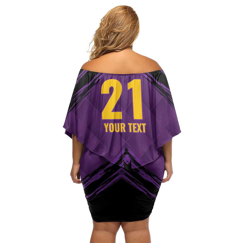 Custom Caribbean Cricket Trinidad And Tobago Cricket Tkr Champions 2025 Purple Edition Off Shoulder Short Dress