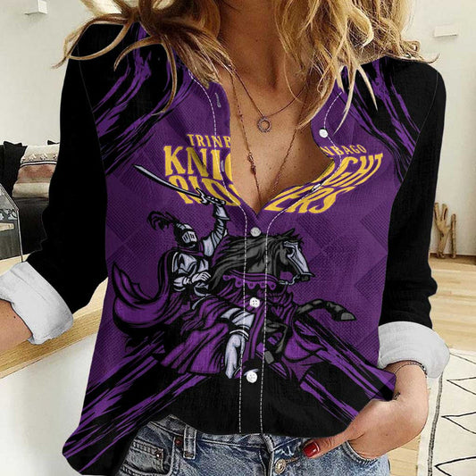 Custom Caribbean Cricket Trinidad and Tobago Cricket Women Casual Shirt TKR Champions 2025 Purple Edition