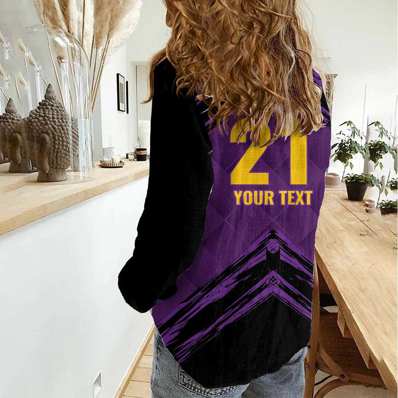 Custom Caribbean Cricket Trinidad and Tobago Cricket Women Casual Shirt TKR Champions 2025 Purple Edition
