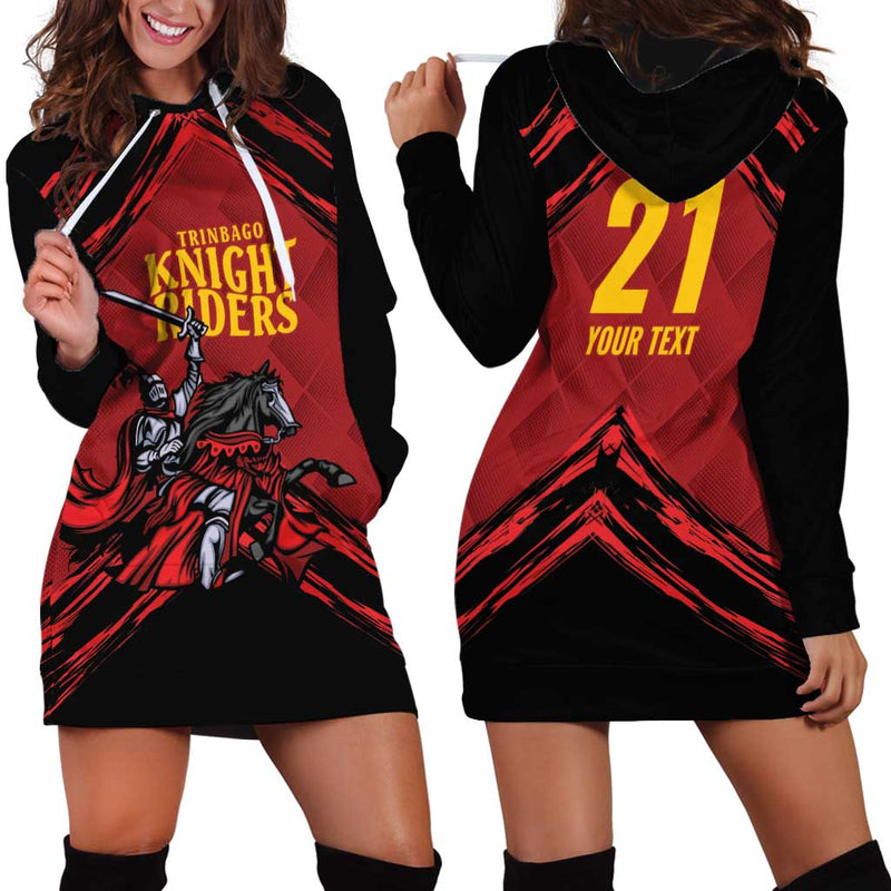 Custom Caribbean Cricket Trinidad and Tobago Cricket TKR Champions 2025 Red Edition Hoodie Dress