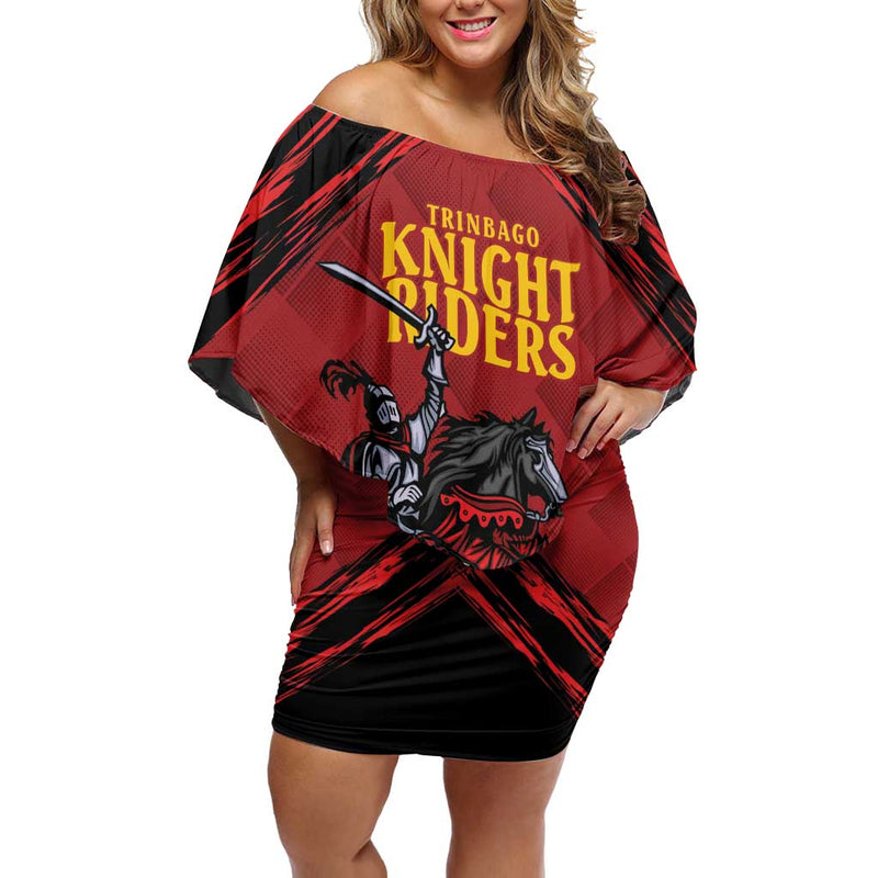 Custom Caribbean Cricket Trinidad And Tobago Cricket Tkr Champions 2025 Red Edition Off Shoulder Short Dress