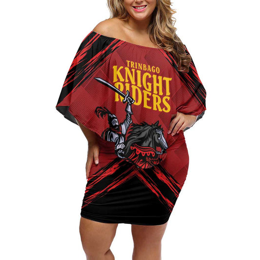 Custom Caribbean Cricket Trinidad And Tobago Cricket Tkr Champions 2025 Red Edition Off Shoulder Short Dress