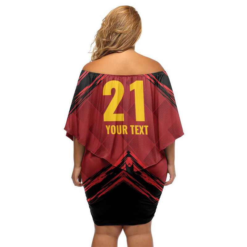 Custom Caribbean Cricket Trinidad And Tobago Cricket Tkr Champions 2025 Red Edition Off Shoulder Short Dress