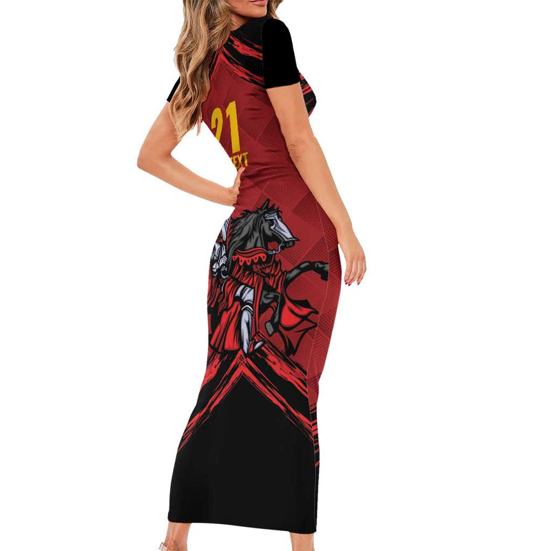 Custom Caribbean Cricket Trinidad And Tobago Cricket Tkr Champions 2025 Red Edition Short Sleeve Bodycon Dress