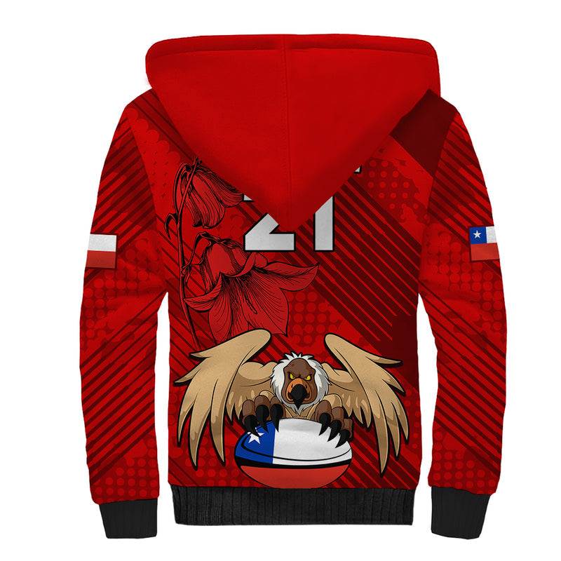 Custom Chile Rugby Los Condores Mascot with Bellflower World Cup 2023 Sherpa Hoodie