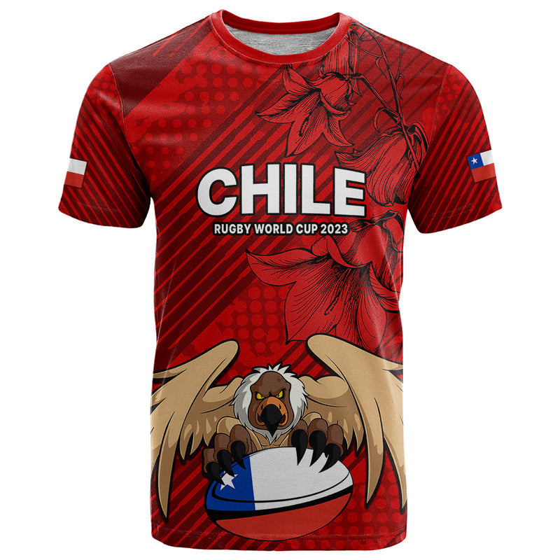 Custom Chile Rugby Los Condores Mascot with Bellflower World Cup 2023 T Shirt